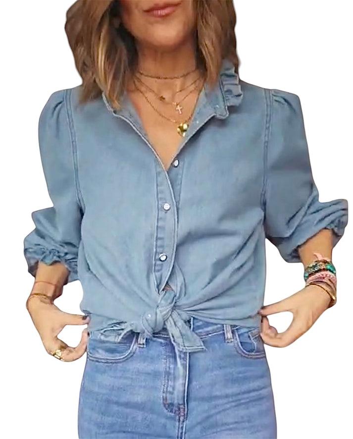 jolie jolie Camisa denim azul