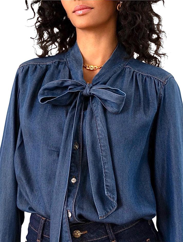 Jolie Jolie Camisa Denim Lazo Azul Oscuro