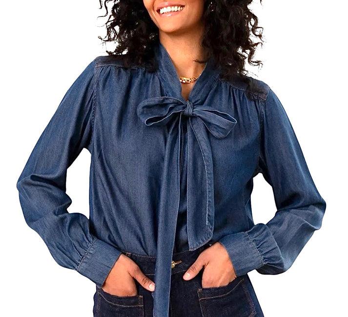 Jolie Jolie Camisa Denim Lazo Azul Oscuro
