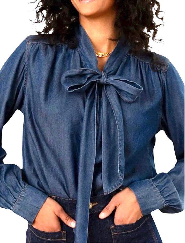 jolie jolie Camisa denim lazo azul oscuro