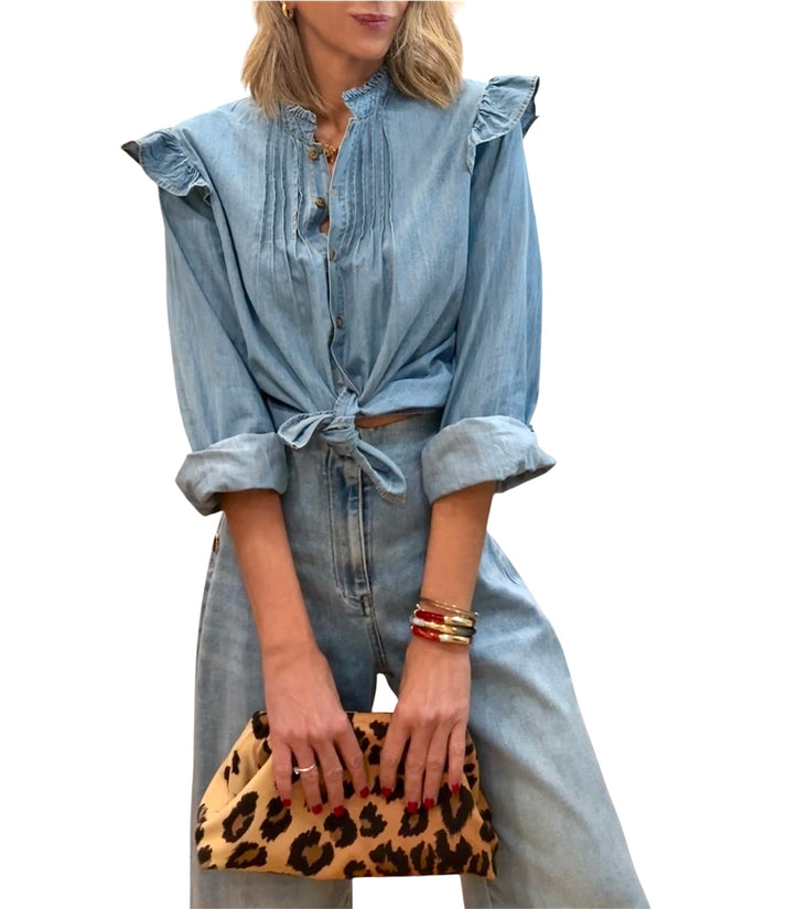 Jolie Jolie Camisa Denim Volantes