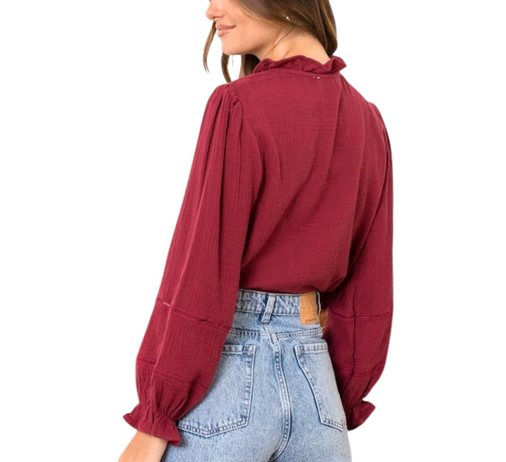 Jolie Jolie Camisa Detalles Burdeos