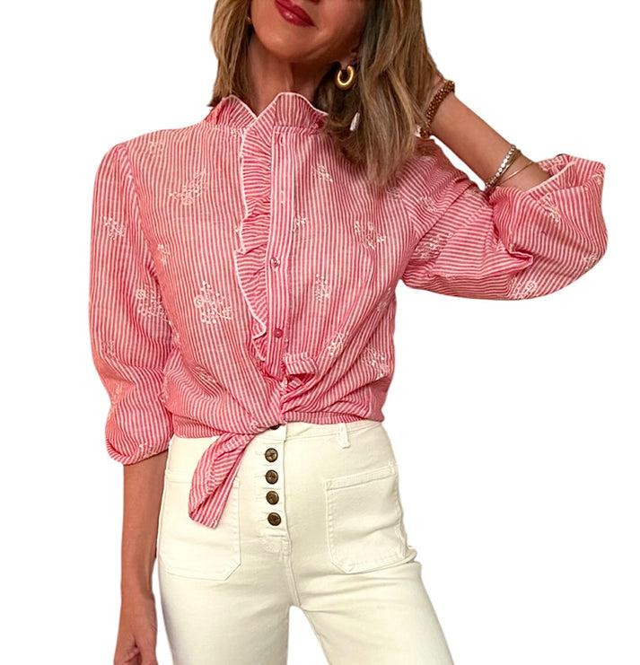 jolie jolie Camisa Lucia rojo&blanco