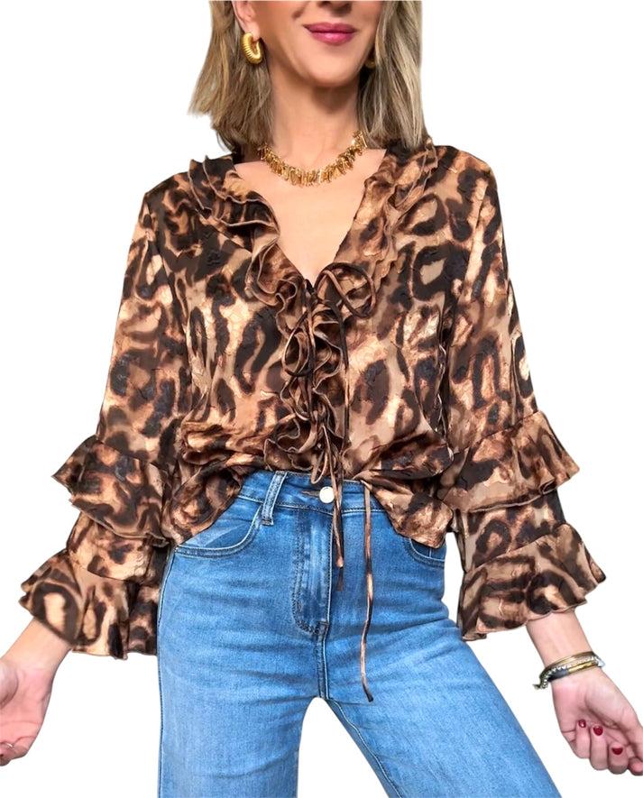 Jolie Jolie Camisa Print Volantes