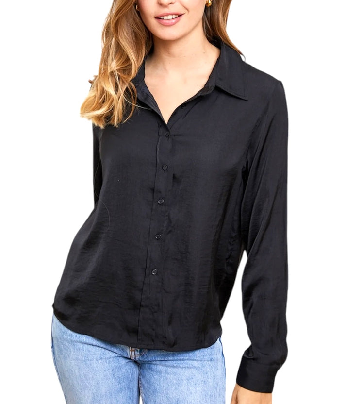 Jolie Jolie Camisa Satinada Negra