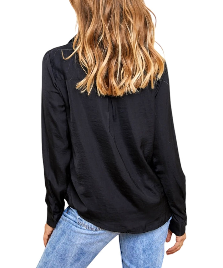 Jolie Jolie Camisa Satinada Negra