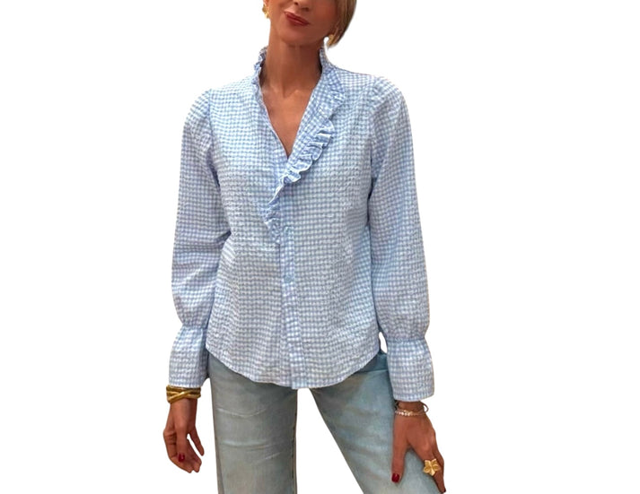 jolie jolie Camisa vichy azul celeste