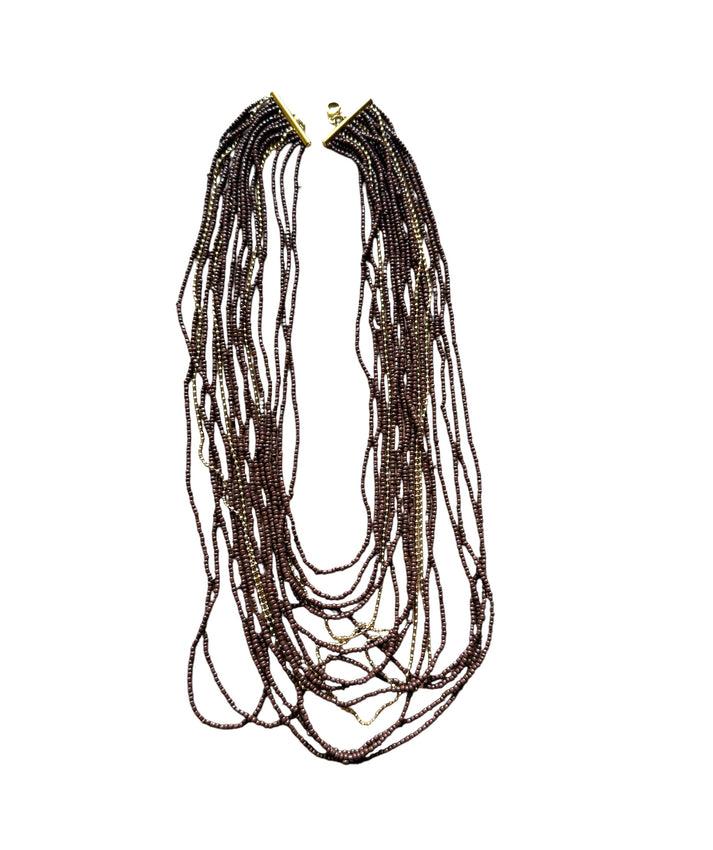 Jolie Jolie Collar Multi Marrón Y Dorado