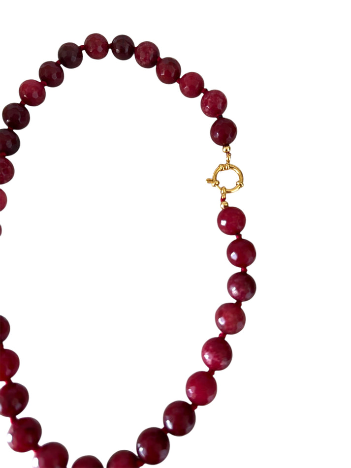 jolie jolie Collar piedras ágata burdeos