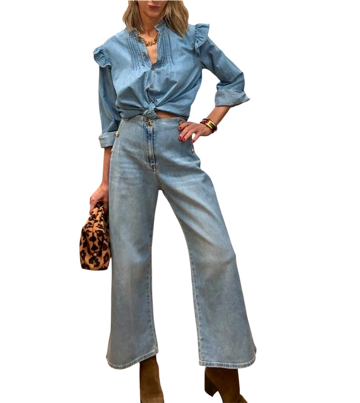 Jolie Jolie Denim Azul Claro Botones Laterales