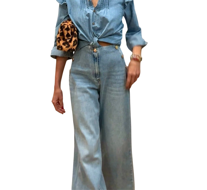 Jolie Jolie Denim Azul Claro Botones Laterales