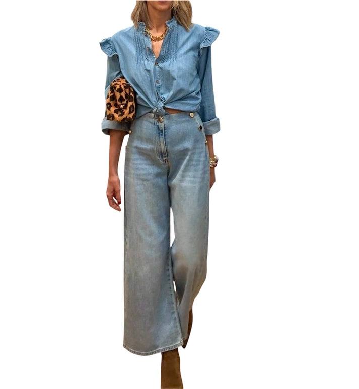 Jolie Jolie Denim Azul Claro Botones Laterales