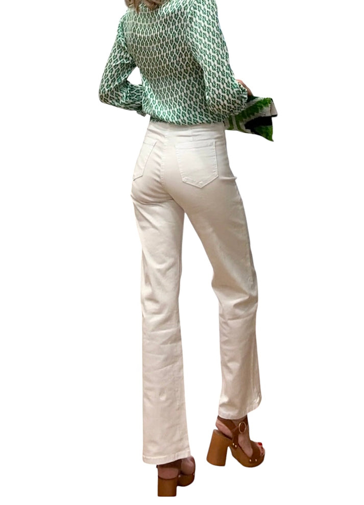 Jolie Jolie Denim Bolsillos Botón Dorado Blanco