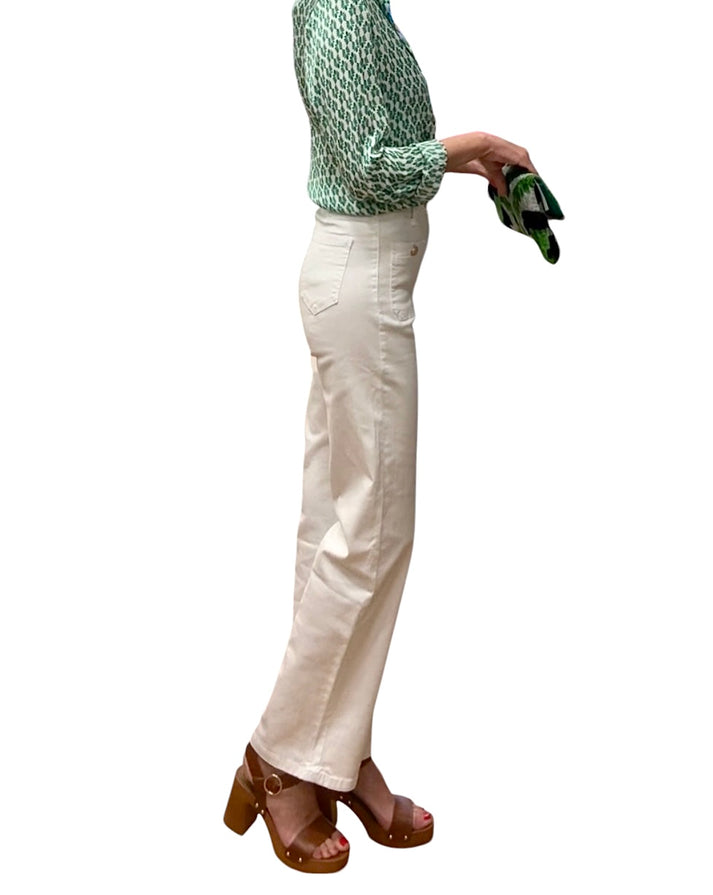 Jolie Jolie Denim Bolsillos Botón Dorado Blanco