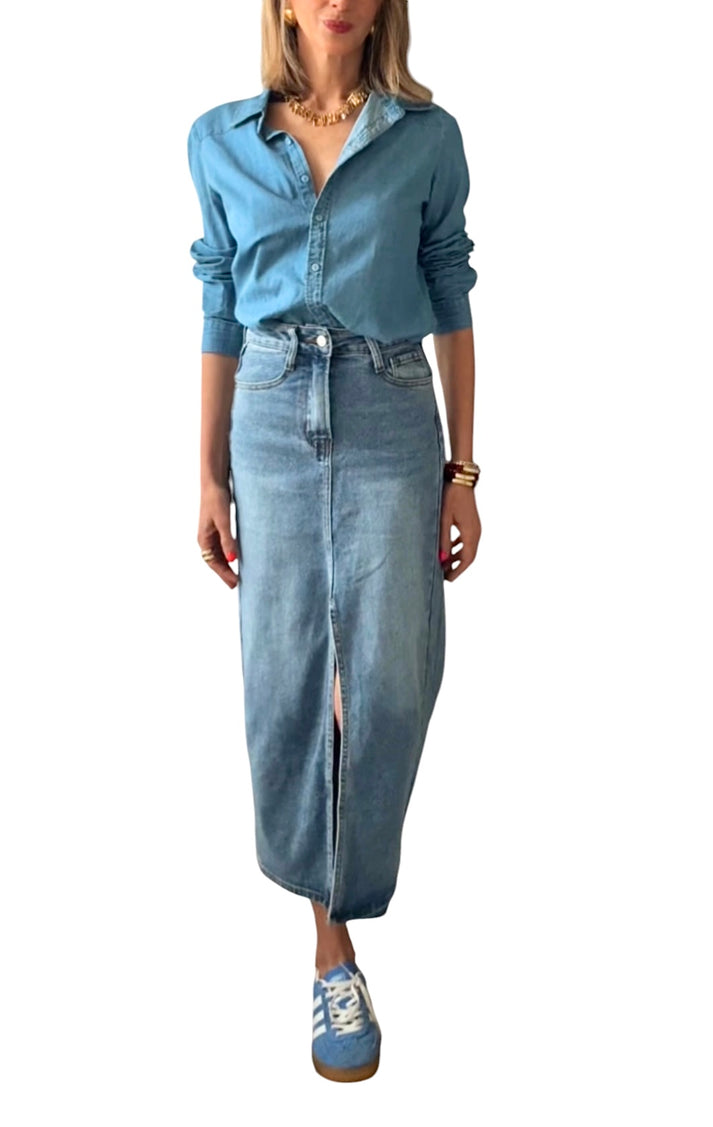 jolie jolie Falda denim azul