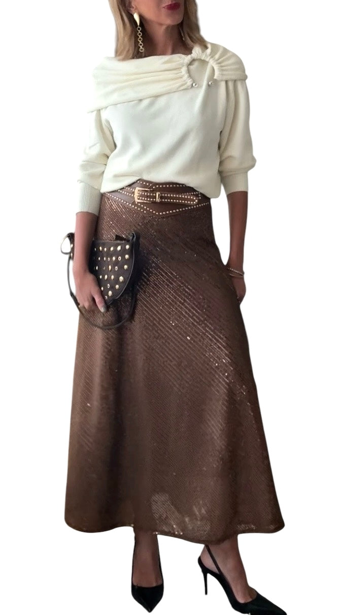 Jolie Jolie Falda Lentejuelas Marrón