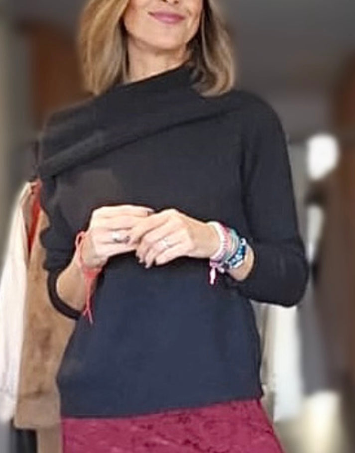 jolie jolie Jersey punto negro bardot