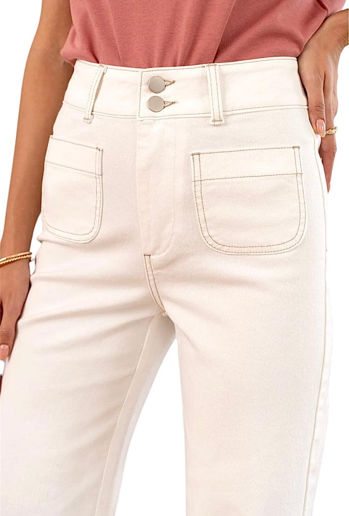 Jolie Jolie Pantalón Denim Bolsillos Blanco Roto