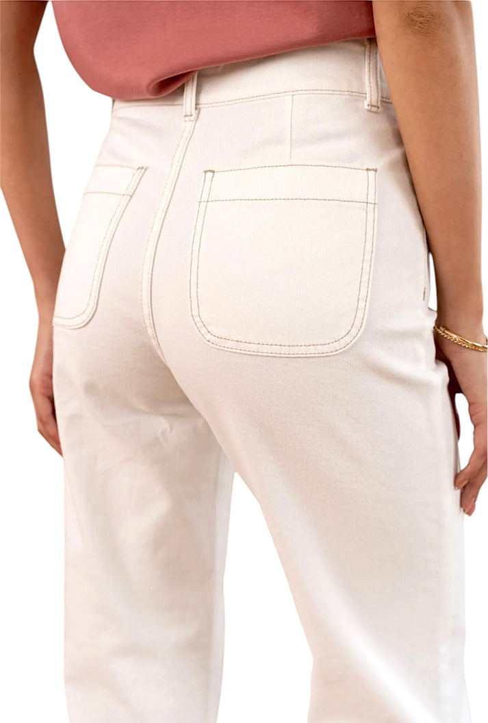 Jolie Jolie Pantalón Denim Bolsillos Blanco Roto