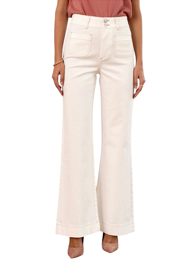 jolie jolie Pantalón denim bolsillos blanco roto