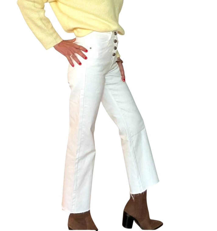 Jolie Jolie Pantalón Denim Botones Blanco