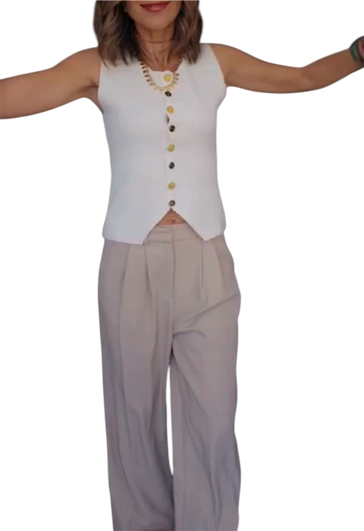 jolie jolie Pantalón fluido camel