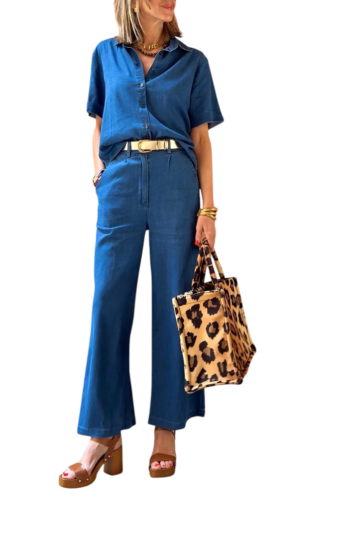 jolie jolie Pantalón pinzas fino denim