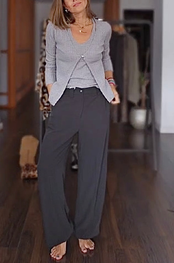 Jolie Jolie Pantalón Traje Fino Negro