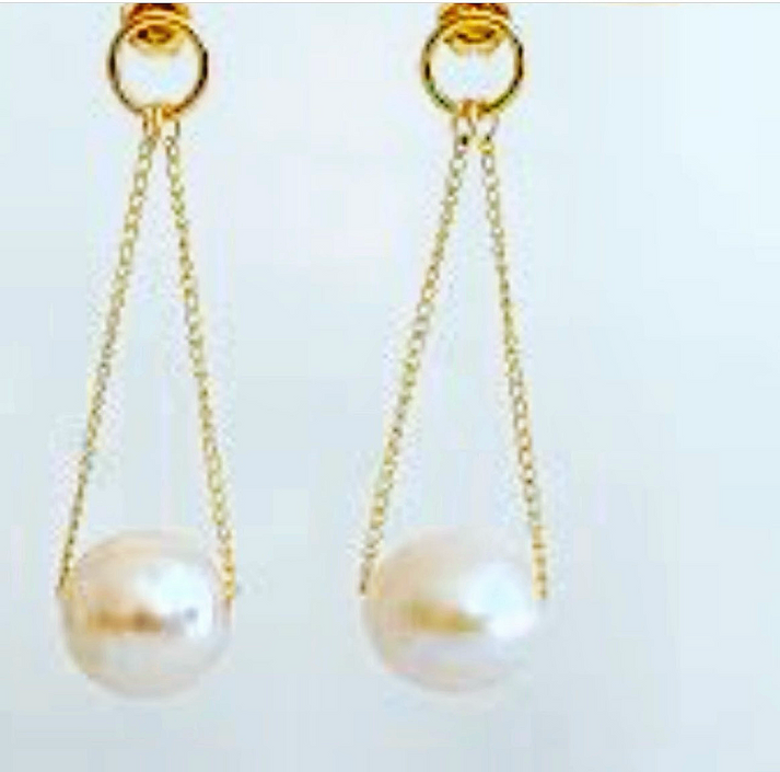 Jolie Jolie Pendientes Doble Cadena Perlas