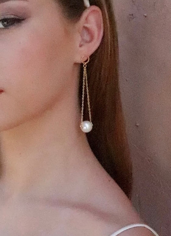 jolie jolie Pendientes doble cadena perlas