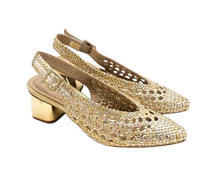 jolie jolie Sandalia destalonada tacón dorado