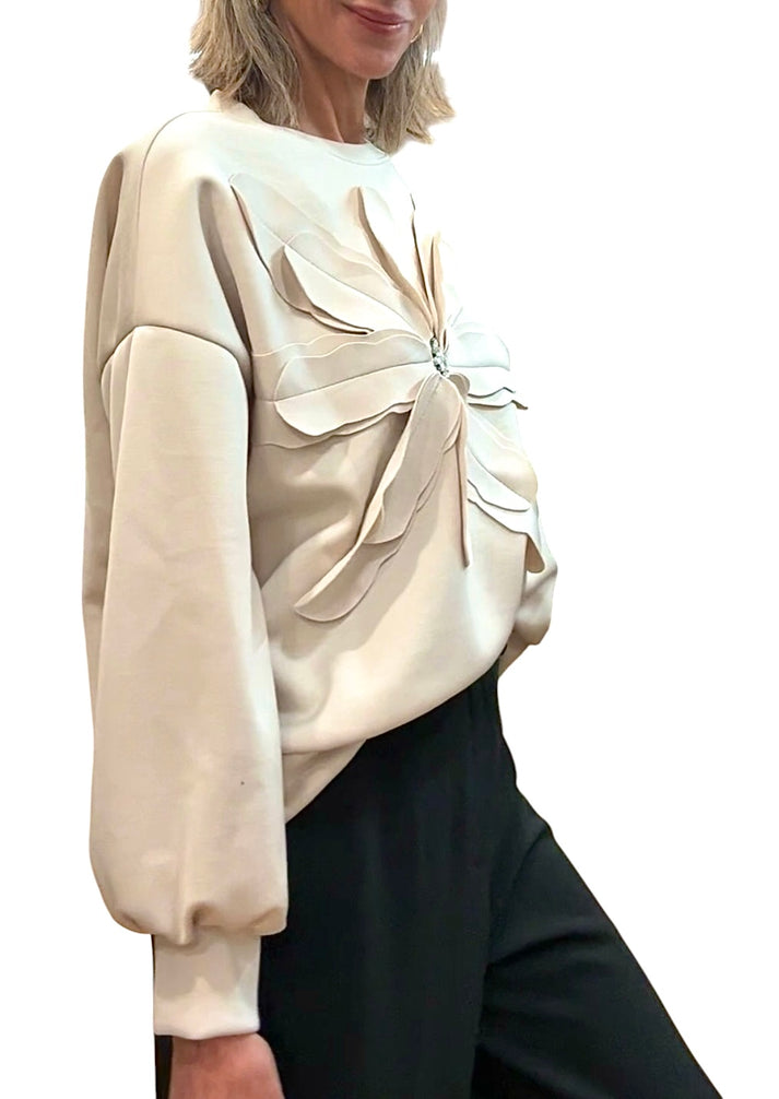 Jolie Jolie Sudadera Flor Beige