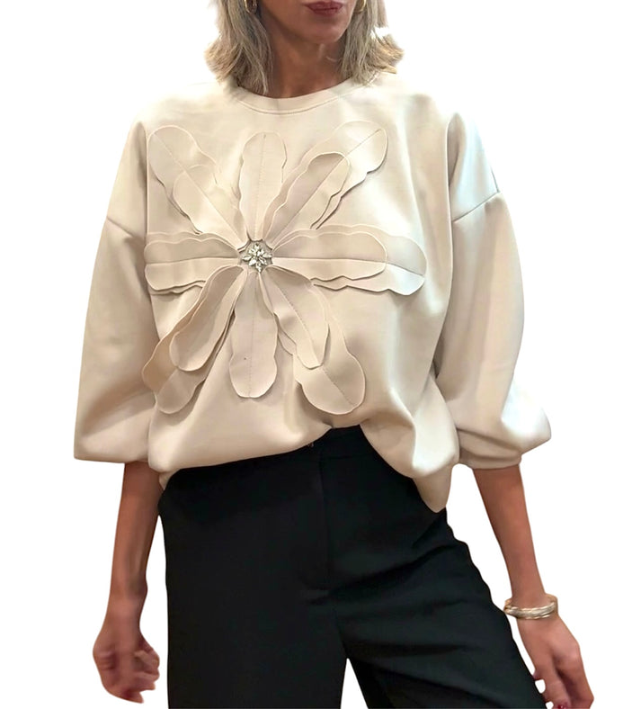 jolie jolie Sudadera flor beige