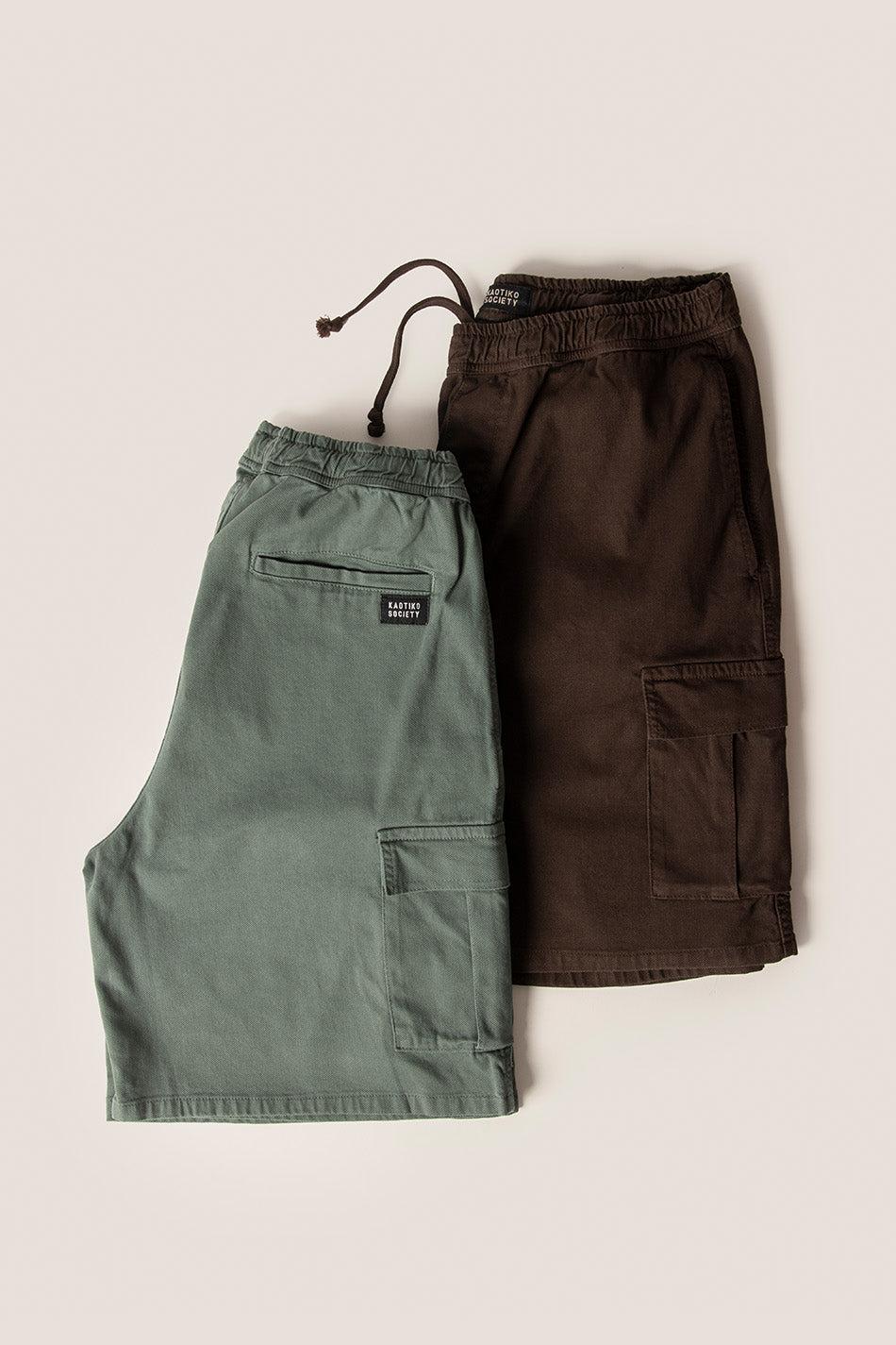Kaotiko Bermuda Cargo Wide Leg Palid Green