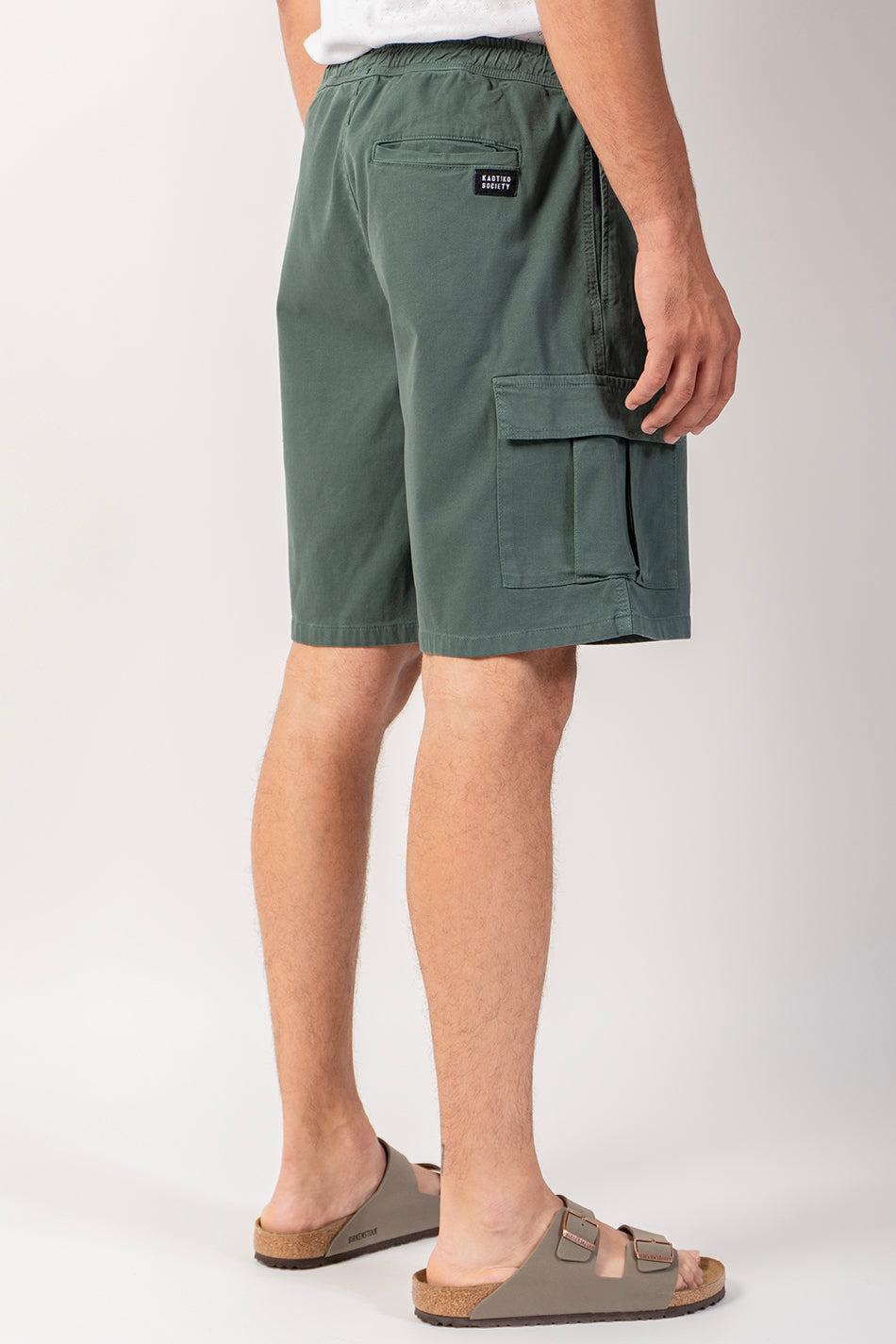 Kaotiko Bermuda Cargo Wide Leg Palid Green