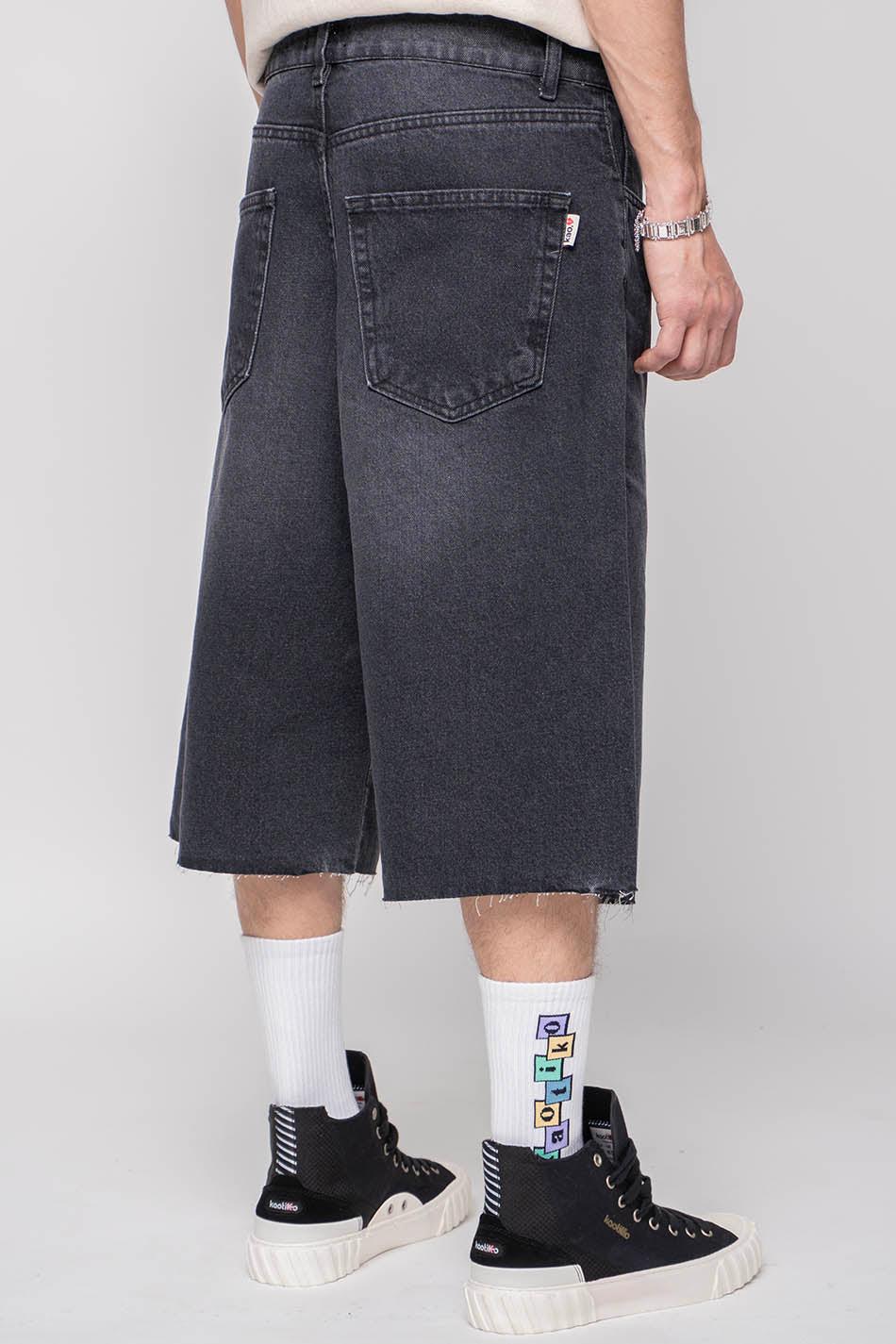 Kaotiko Bermuda Loose Baggy Denim Black
