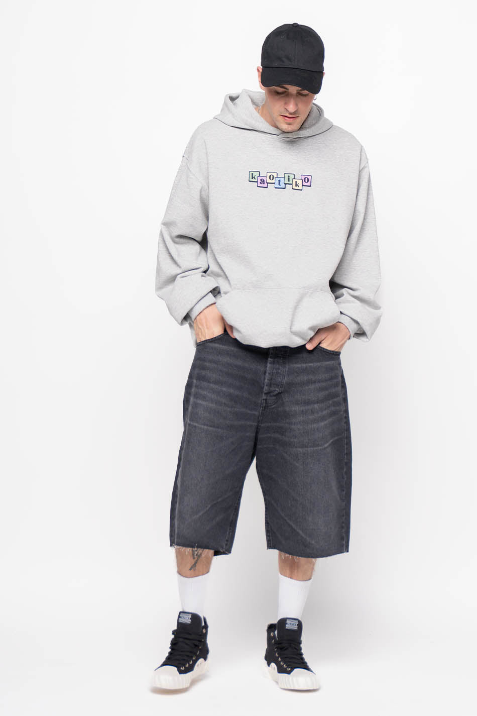 Kaotiko Bermuda Loose Baggy Denim Black