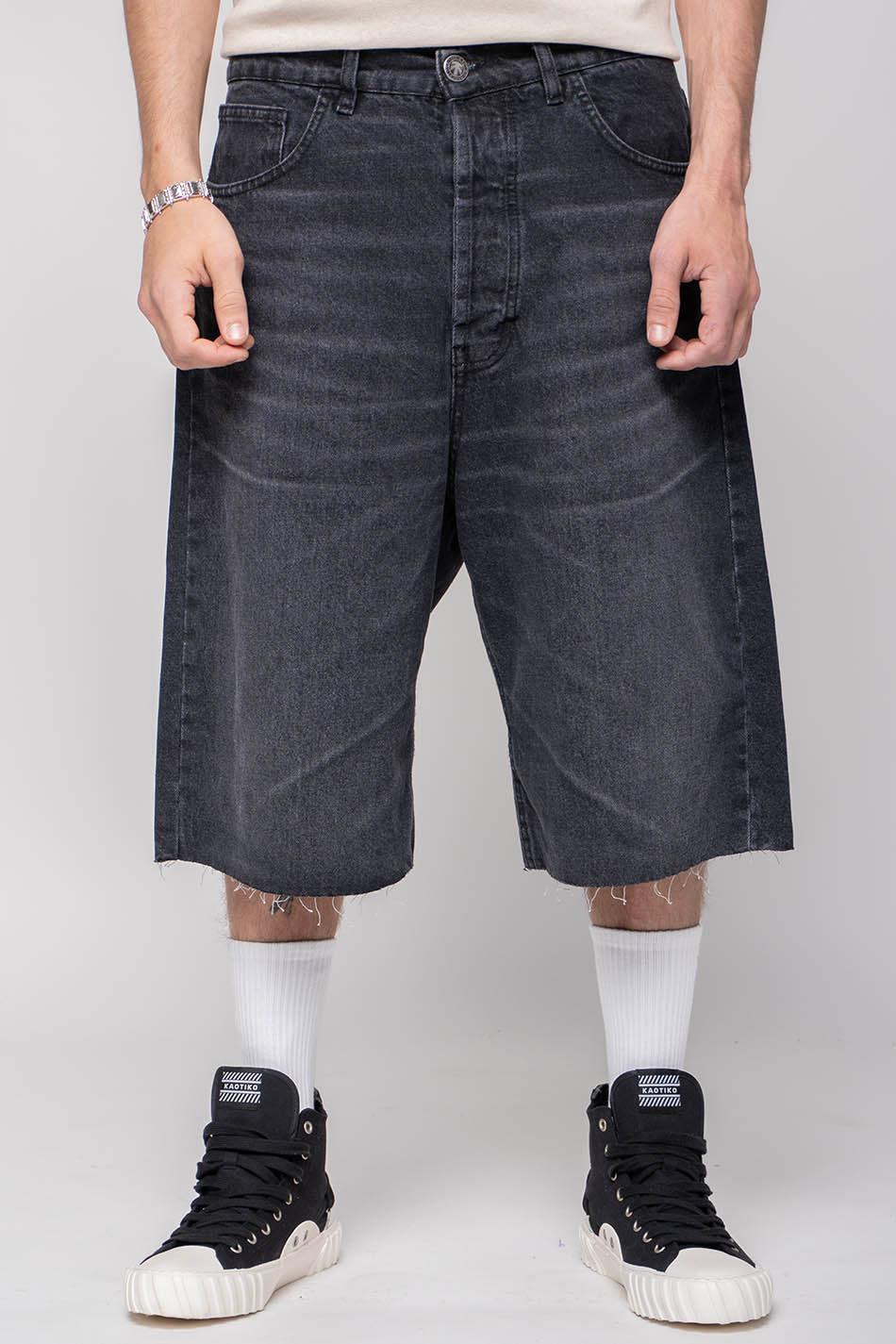 kaotiko Bermuda Loose Baggy Denim Black