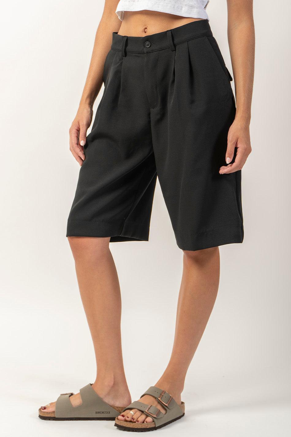 Kaotiko Bermuda Wide Leg Pinzas Black