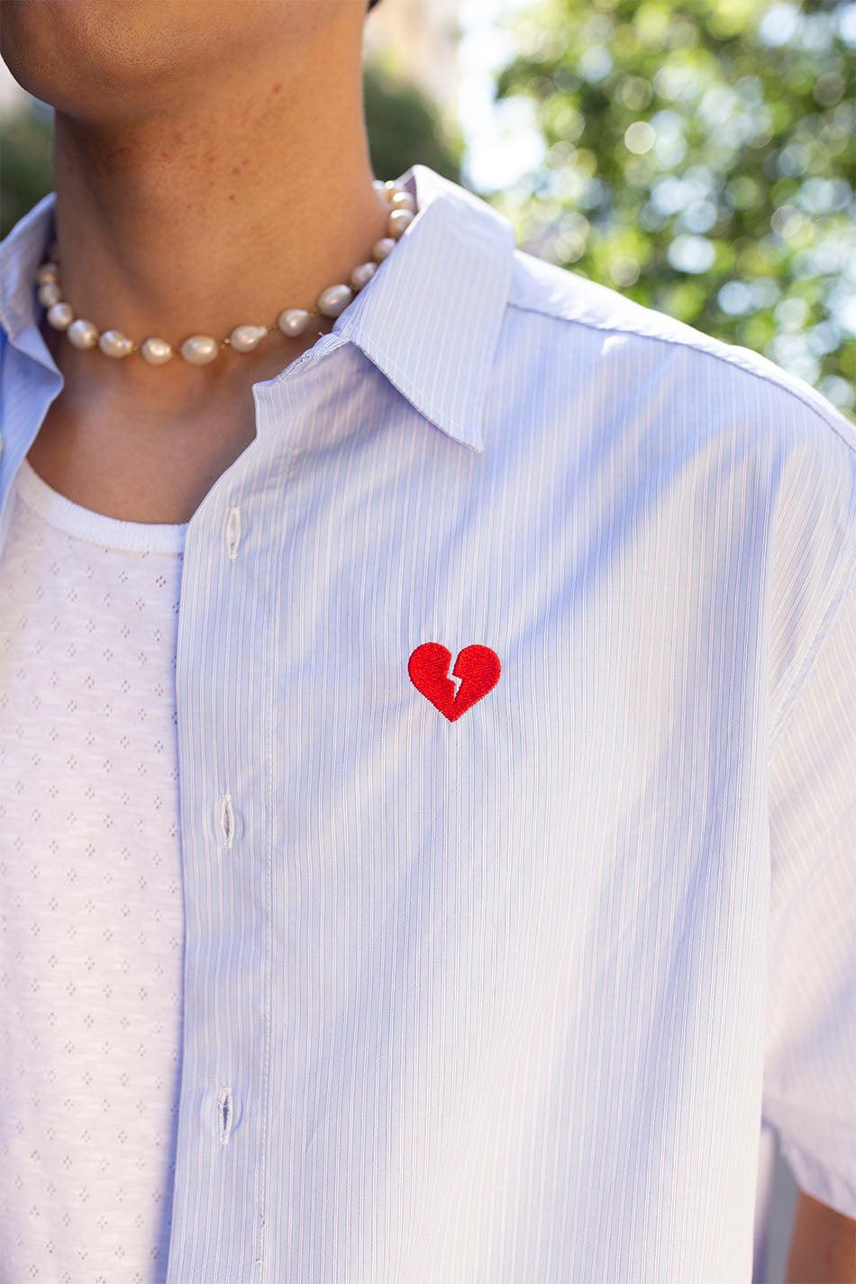 Kaotiko Camisa Loui Heart Blue/ White Stripes