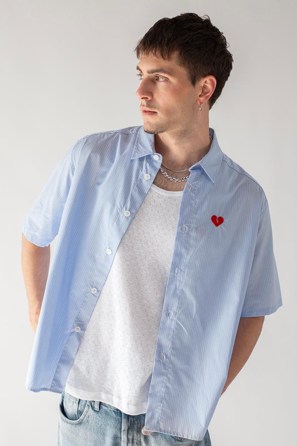 Kaotiko Camisa Loui Heart Blue/ White Stripes