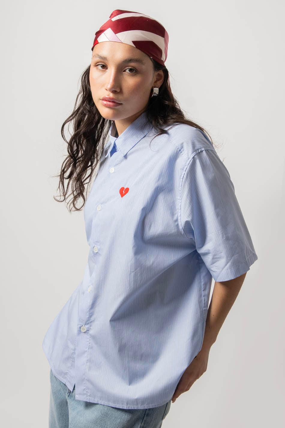 Kaotiko Camisa Loui Heart Blue/ White Stripes