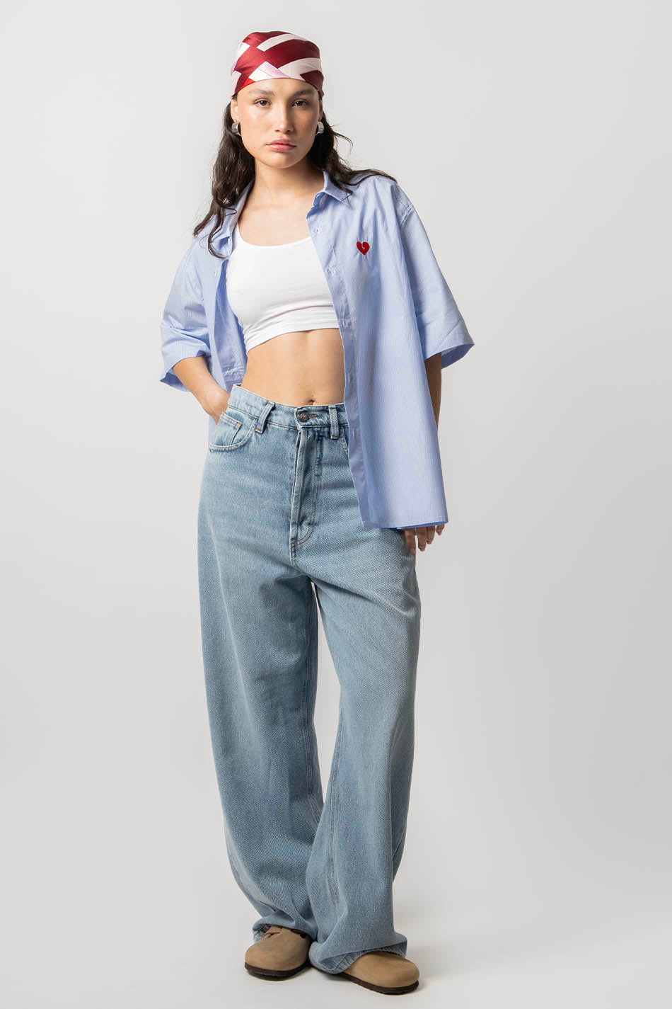 Kaotiko Camisa Loui Heart Blue/ White Stripes