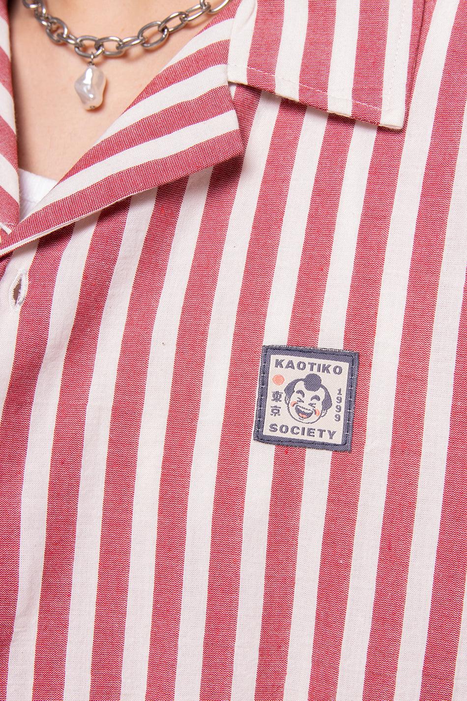 Kaotiko Camisa Red Ivory Stripes Sumo