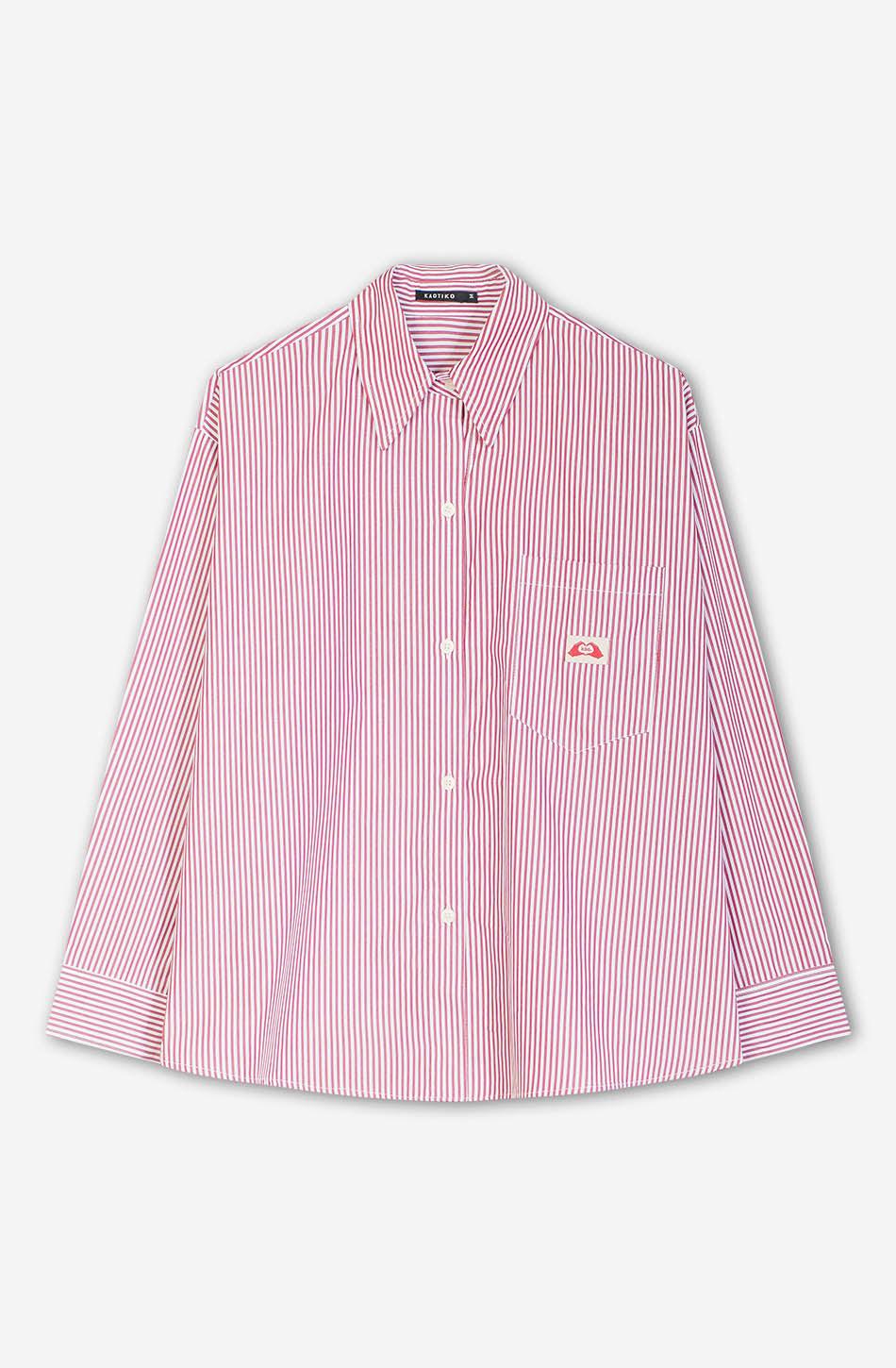 kaotiko Camisa Stripe Hand Heart Kao Ivory/Red