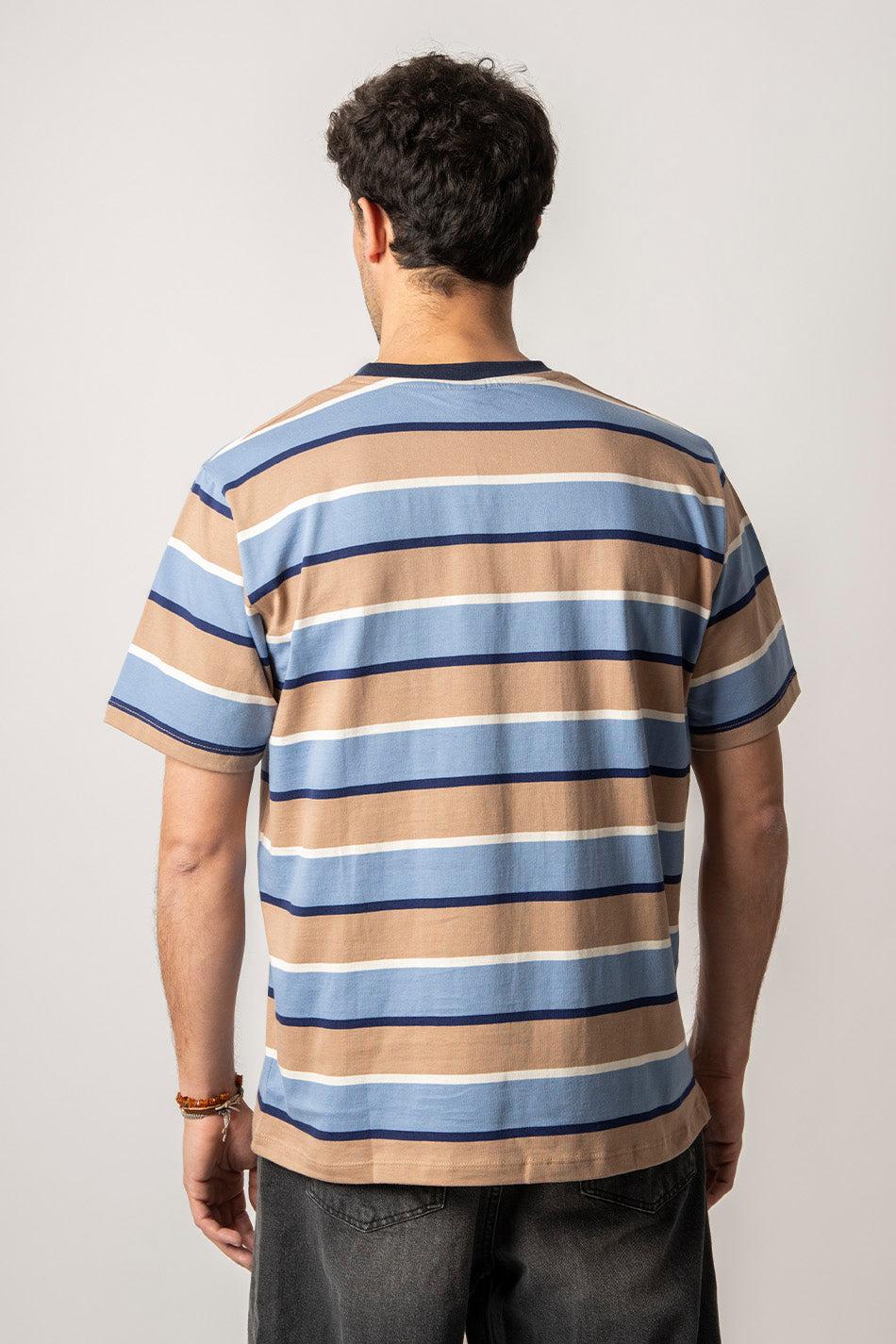 Kaotiko Camiseta Keane Stripes Blue/ Hazelnuts