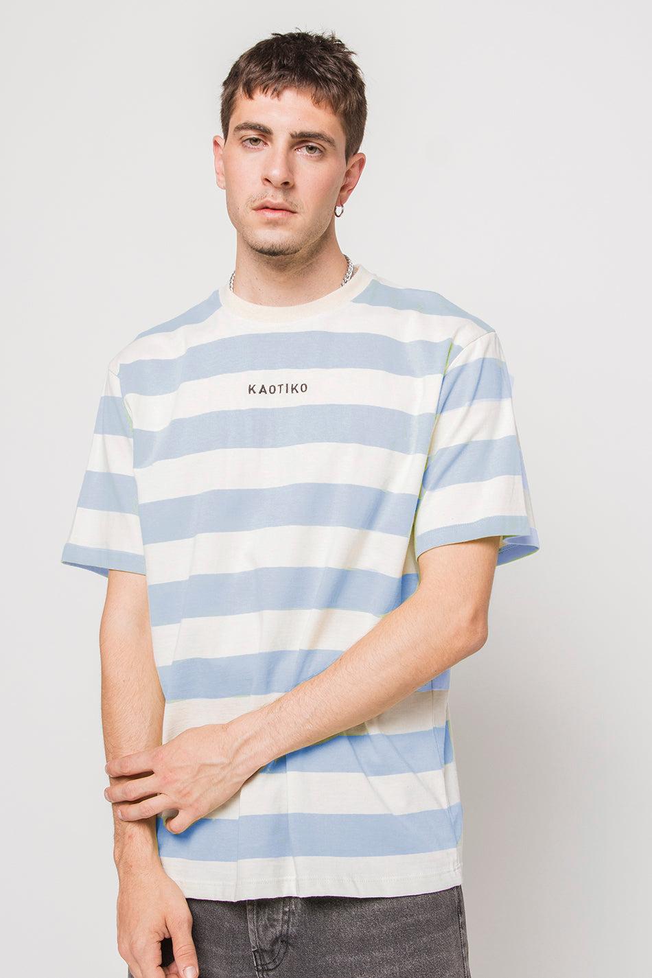 Kaotiko Camiseta Niall Stripes Orchid Lila