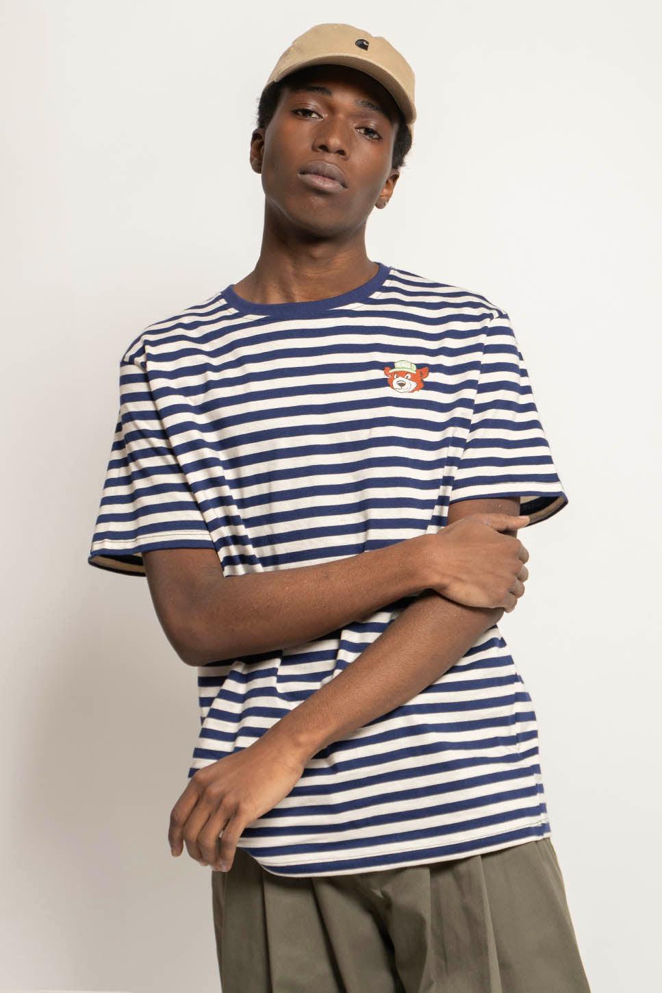 Kaotiko Camiseta Stripes Bear Navy Ivory