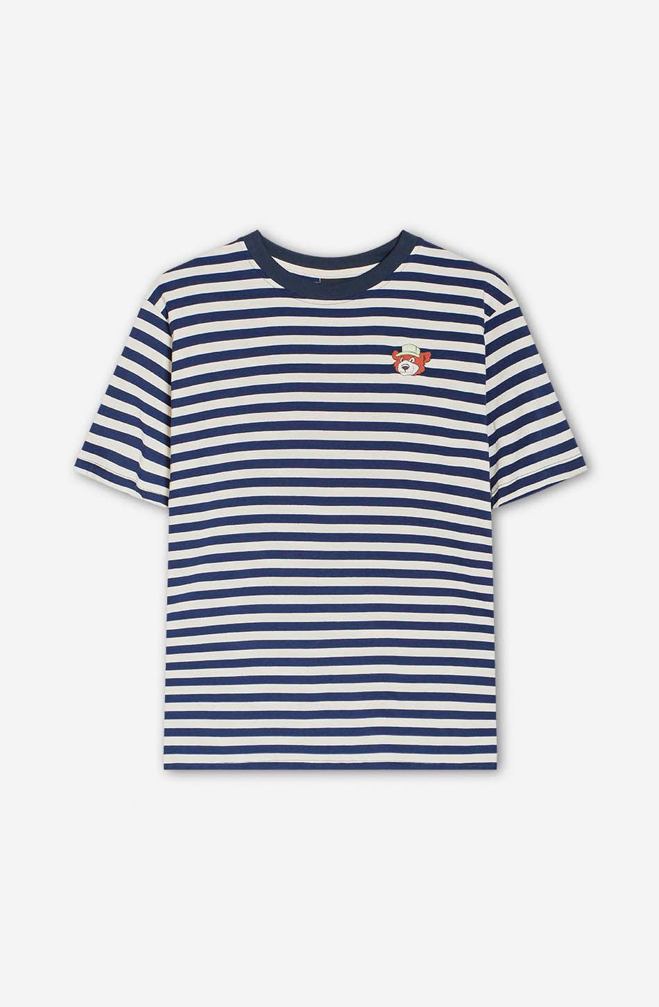 kaotiko Camiseta Stripes Bear Navy Ivory
