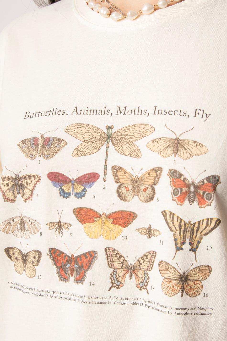 Kaotiko Camiseta Washed Butterflies Ivory